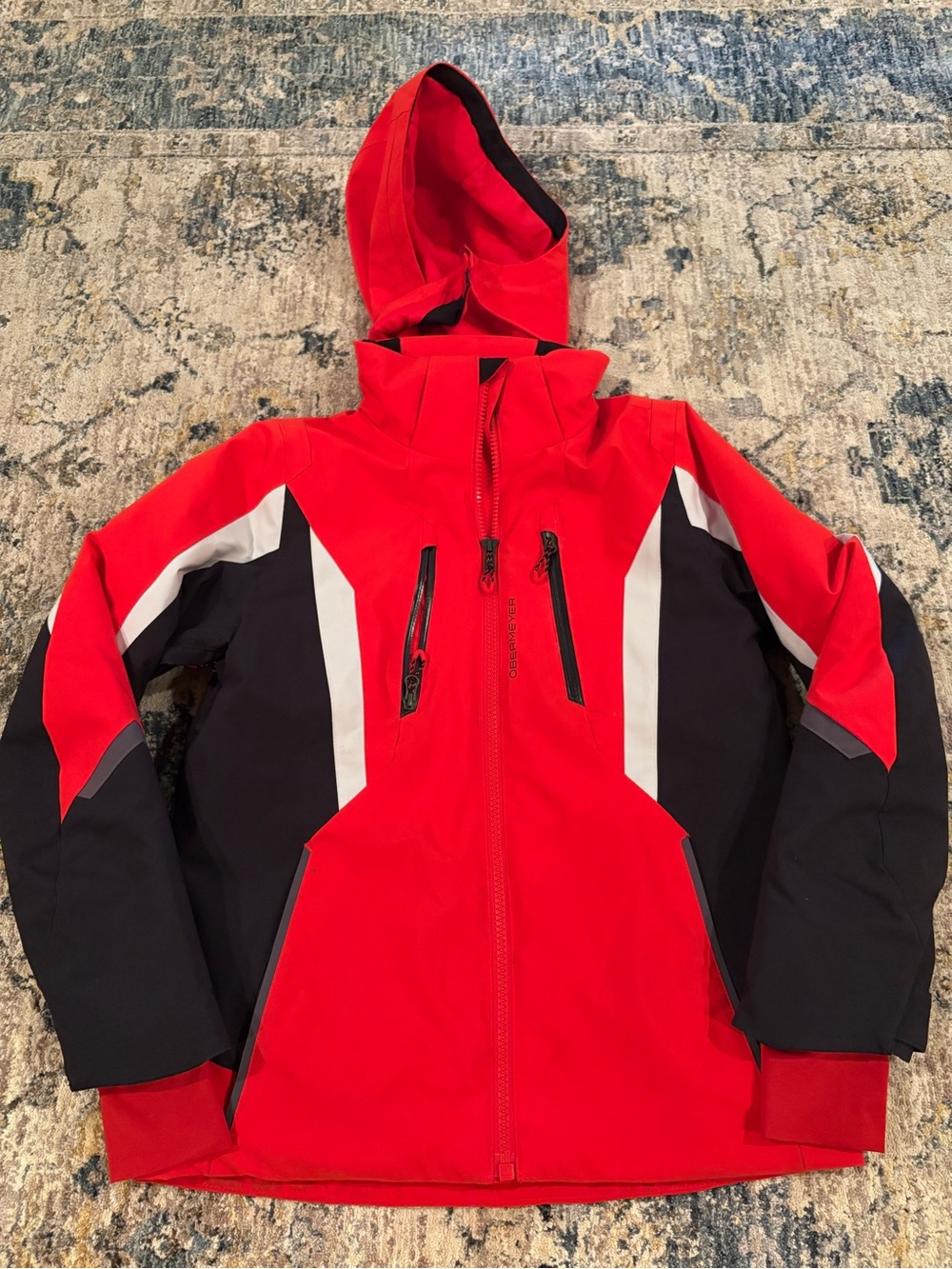 Obermeyer Jacket Teen Boys Large Red/black Full Zip Ski Snowboarding Waterproof